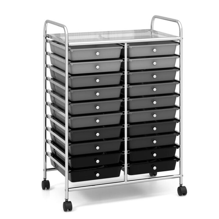 Hivvago 20 Drawers Rolling Storage Cart Studio Organizer