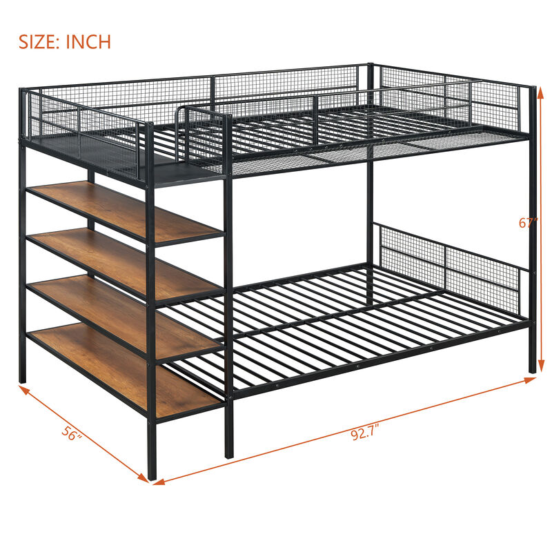Merax Metal Bunk Bed with 5-Tier Shelves