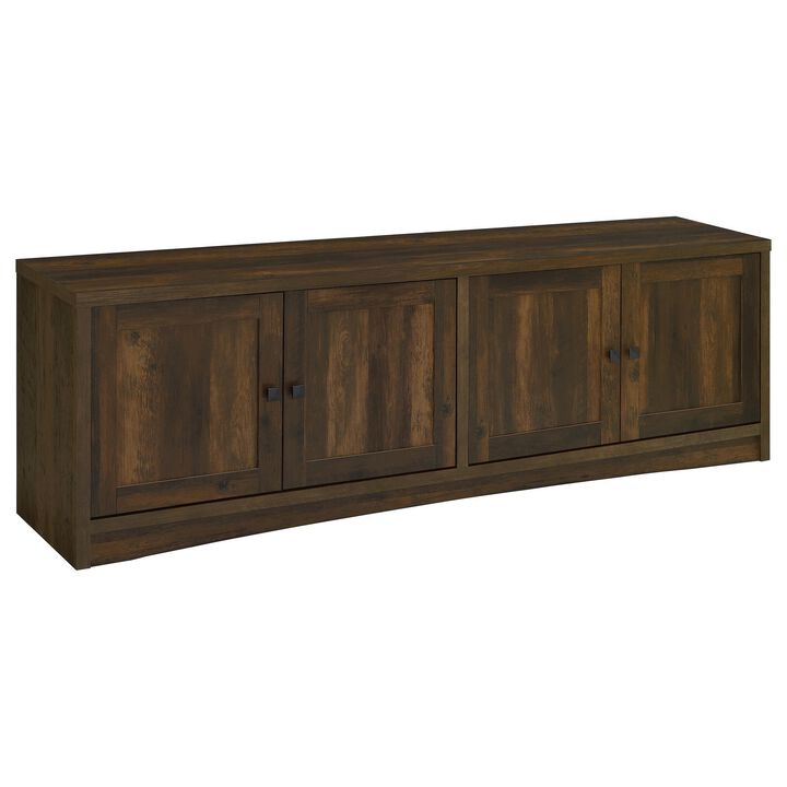 Donna TV Stand Media Cabinet with 4 Doors, Dark Brown Melamine 78 Inch - Benzara