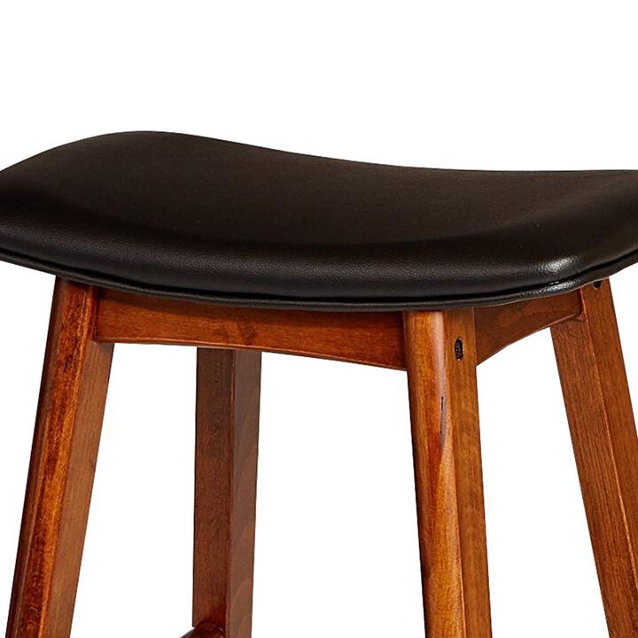 Wooden Counter Height Stool In Black And Brown, Set of 2-Benzara