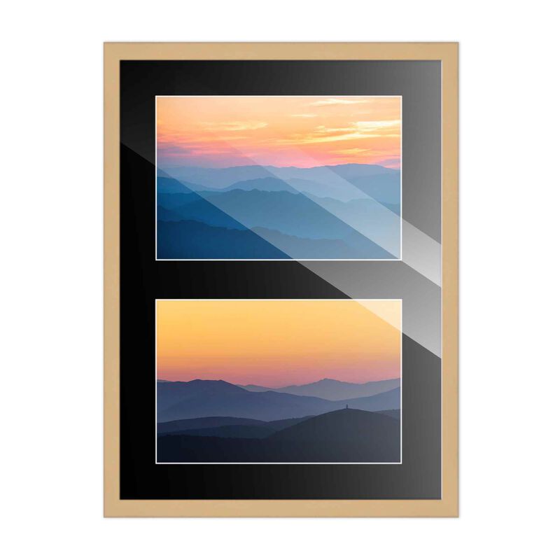 11x14 Wood Collage Frame with Black Mat for 2 5x7 Pictures