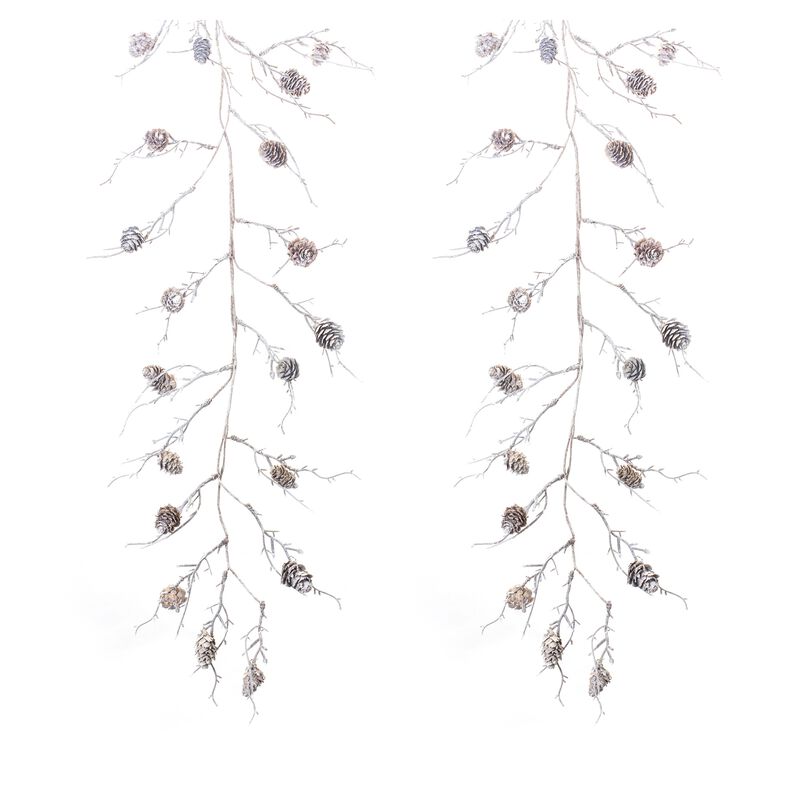 Flocked Pinecone Twig Garland (Set of 2)