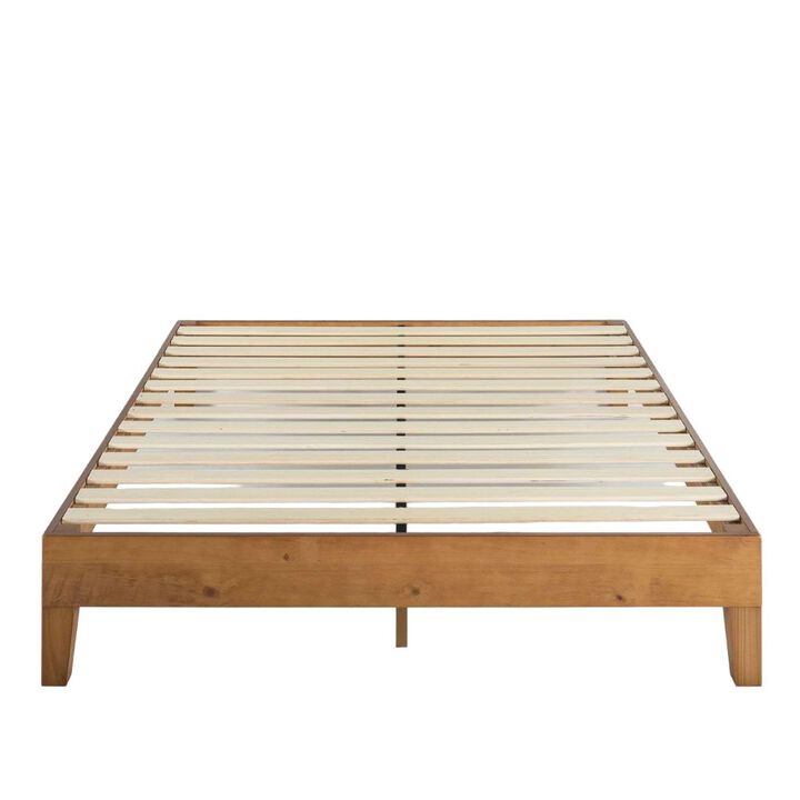 Hivvago Queen size Mid-Century Modern Solid Wood Platform Bed Frame in Natural