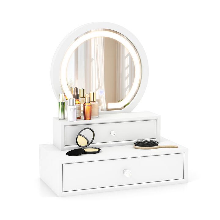 LED Lighted Vanity Mirror for Bedroom Tabletop