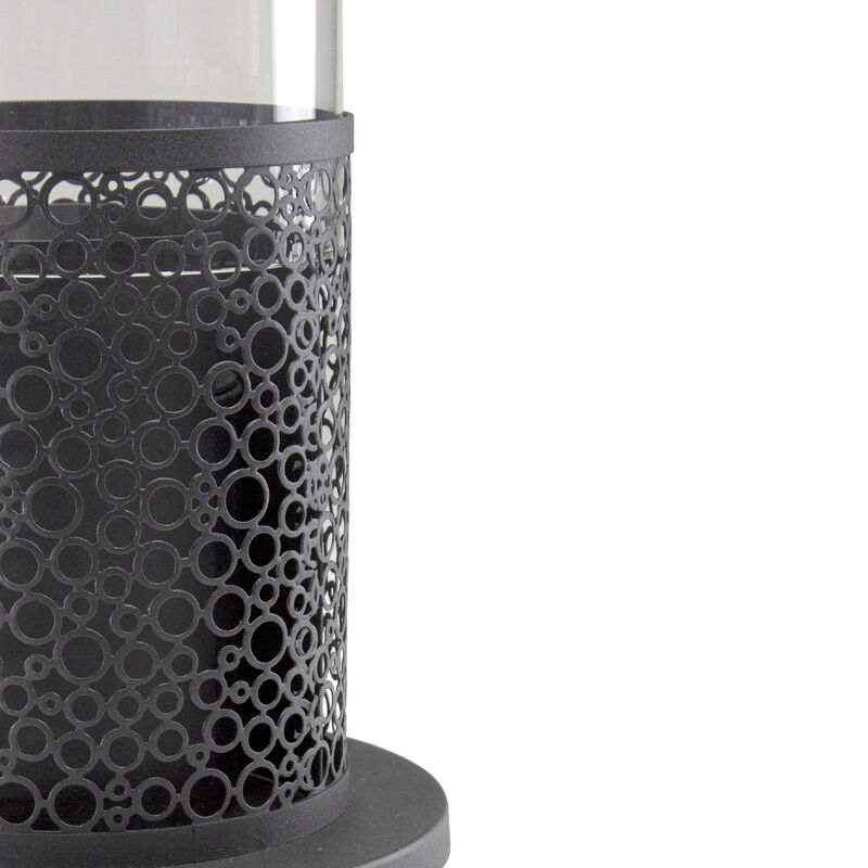 19.75" Bio Ethanol Round Portable Tabletop Fireplace with Black Decorative Base