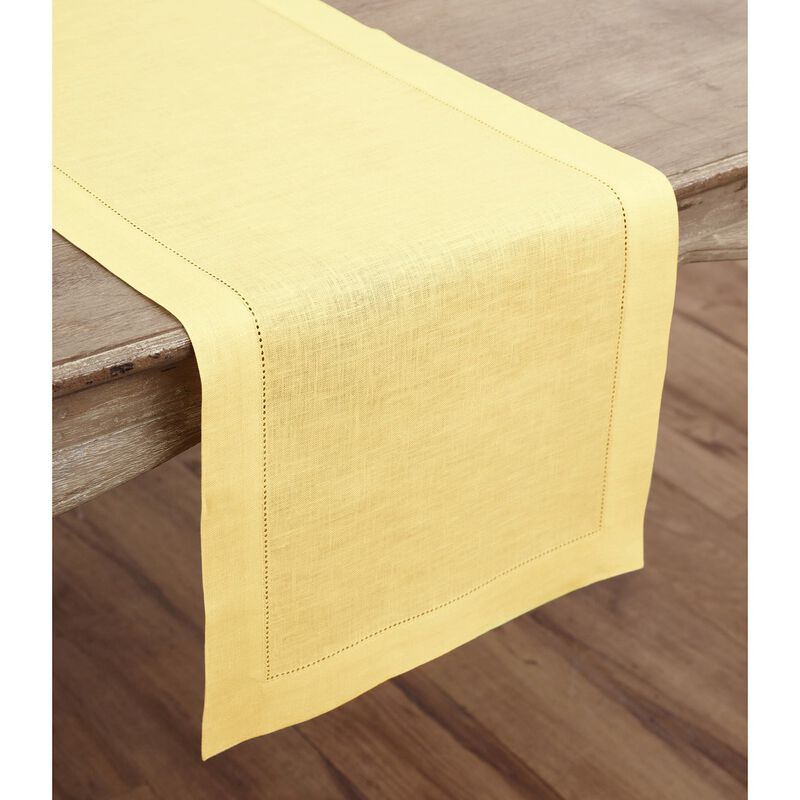 Solino Home 100% Pure Linen Table Runner | Classic Hemstitch for Thanksgiving, Christmas