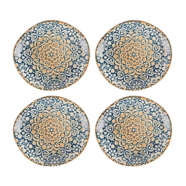 Alhambra 6" x 5.5" Organic Decorated Porcelain Plate (Set of 4)