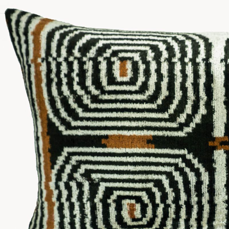 Labyrinth Silk Velvet Ikat Throw Pillow