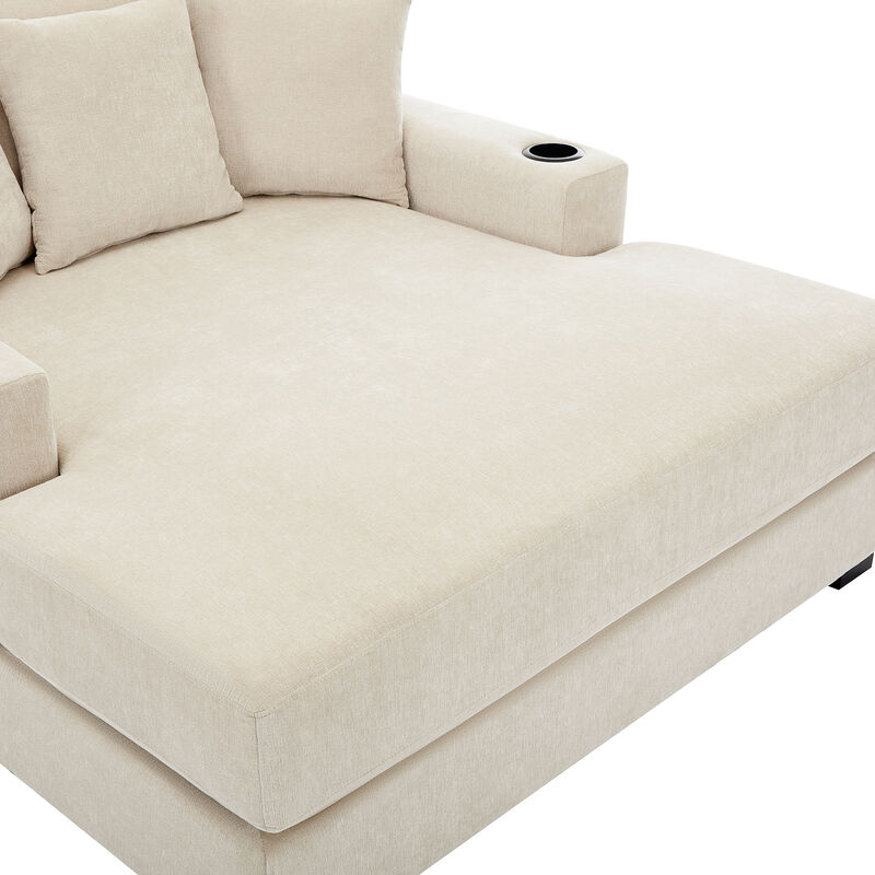 Merax Modern Chenille Chaise Lounge Sofa Couch