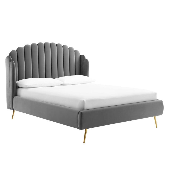Modway - Lana Queen Performance Velvet Wingback Platform Bed