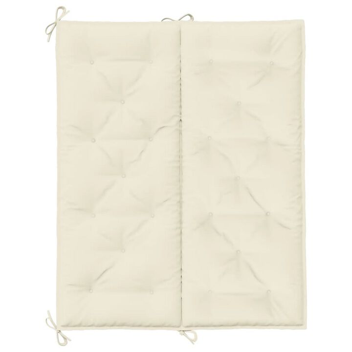 Claire 2pc Outdoor Cushion for Bench, Tufted White Oxford Fabric - Benzara