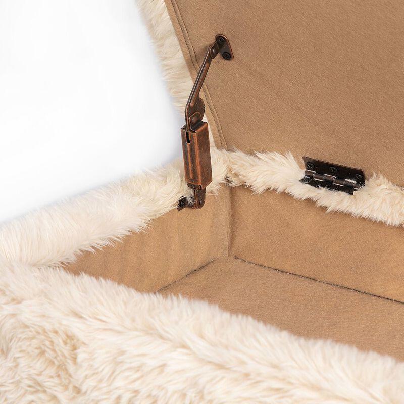 Jofran Huggy Luxury Plush Faux Fur Upholstered Storage Bench