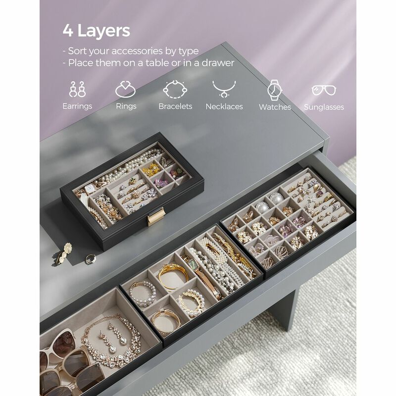 4-Tier Stackable Jewelry Trays for Organized Accessory Storage