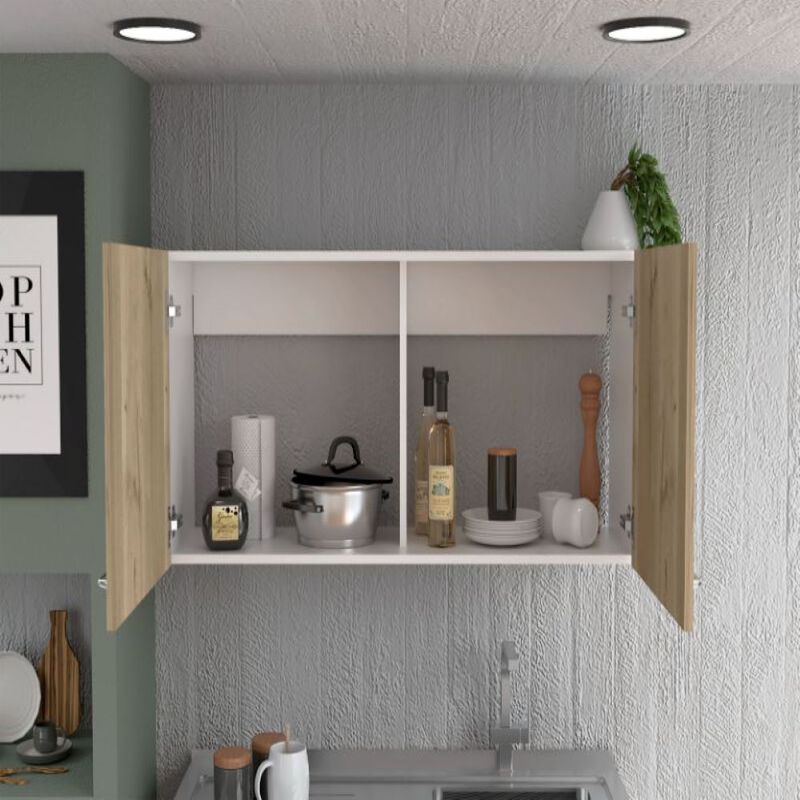 Wall Cabinet Toran, Kitchen, White / Light Oak