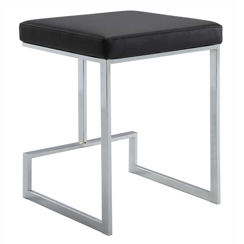 Carolina Living Kafka 24 Counter Stool - Chrome - Black Leatherette Upholstery