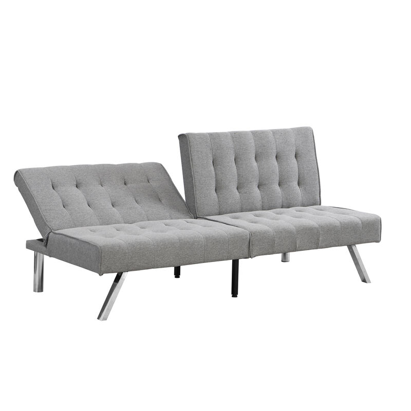 Wood Frame, Stainless Leg, Futon, Sofa Bed Grey