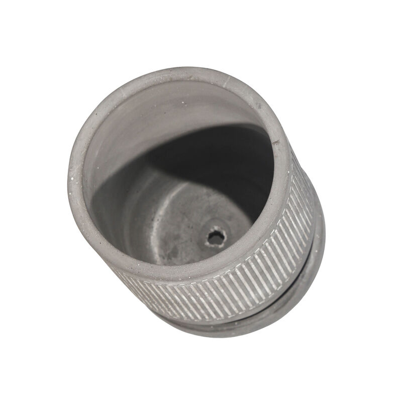 6" Line Pattern Planter with Saucer, Gray