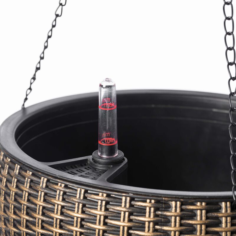 10" Self Watering Bronze Hanging Basket Flower Planter
