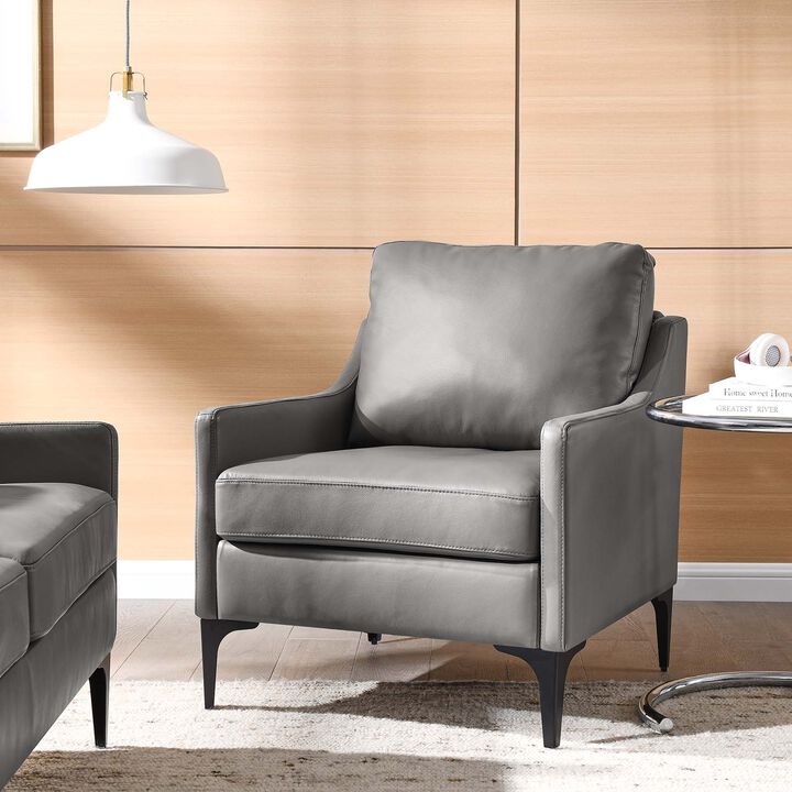 Corland Leather Armchair Gray