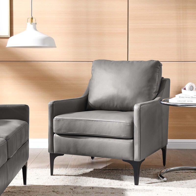 Corland Leather Armchair Gray