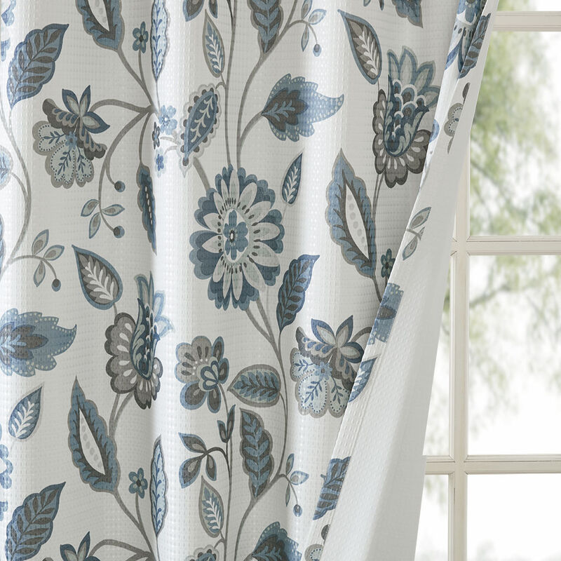 Gracie Mills Icarus Floral Jacquard Printed Room Darkening Curtain Panel - 50x95"