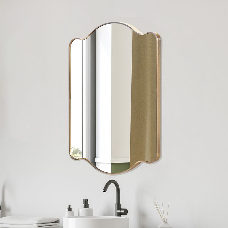 Louisa Medium Scalloped Rectangular Metal Framed Wall Mirror