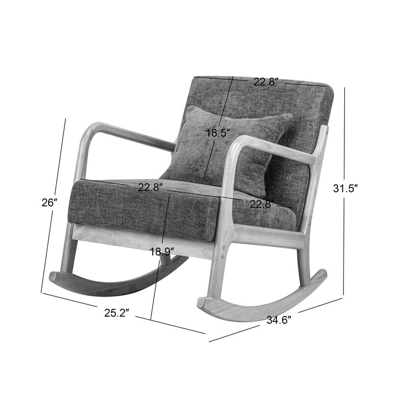 DIANA Solid Wood and  Fabric Rocking Chair