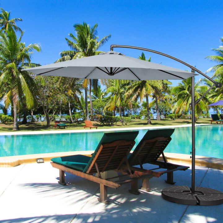 Hivvago 10 Feet Offset Umbrella with 8 Ribs Cantilever and Cross Base