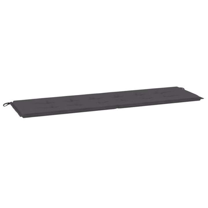 Claire Outdoor Cushion for Bench with Tie Ropes, Gray Oxford Fabric - Benzara