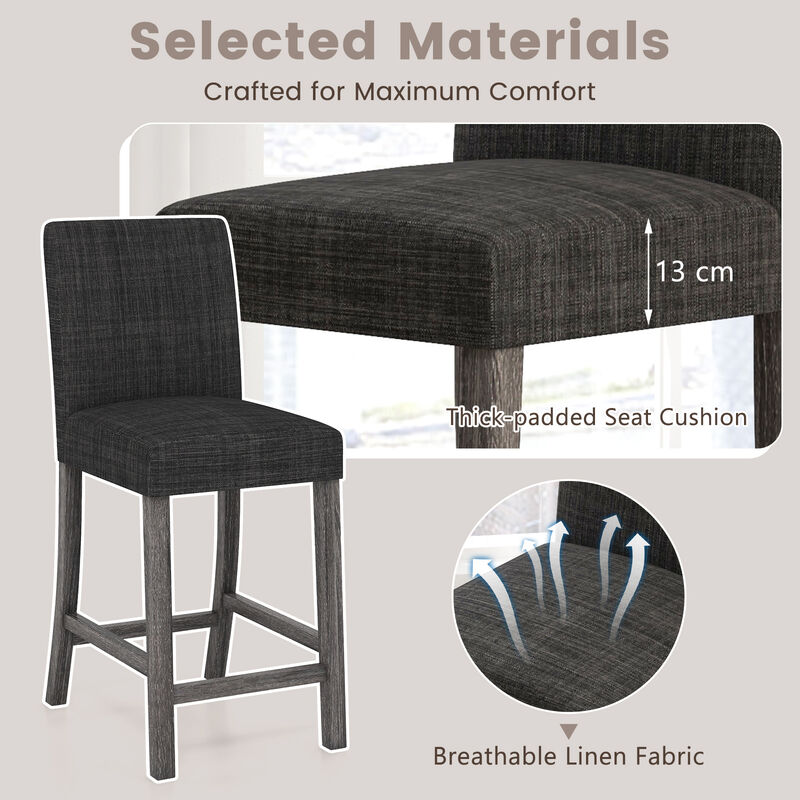 Counter Height Bar Stools Set of 2 with Back and Footrest