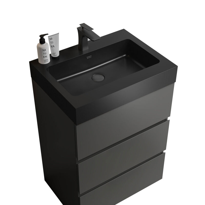 Gray Bathroom Vanity with Sink and Large Storage, Modern Style