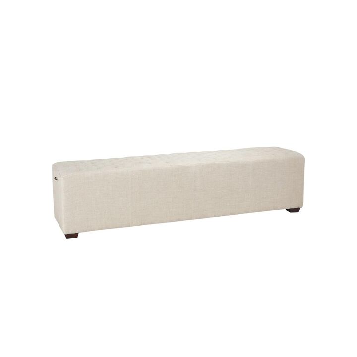 Belen Kox Diamond Tufted Beige Linen Bench, Belen Kox