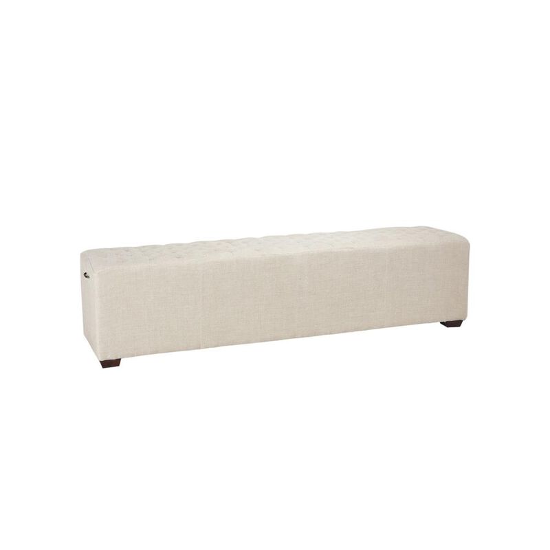 Belen Kox Diamond Tufted Beige Linen Bench, Belen Kox