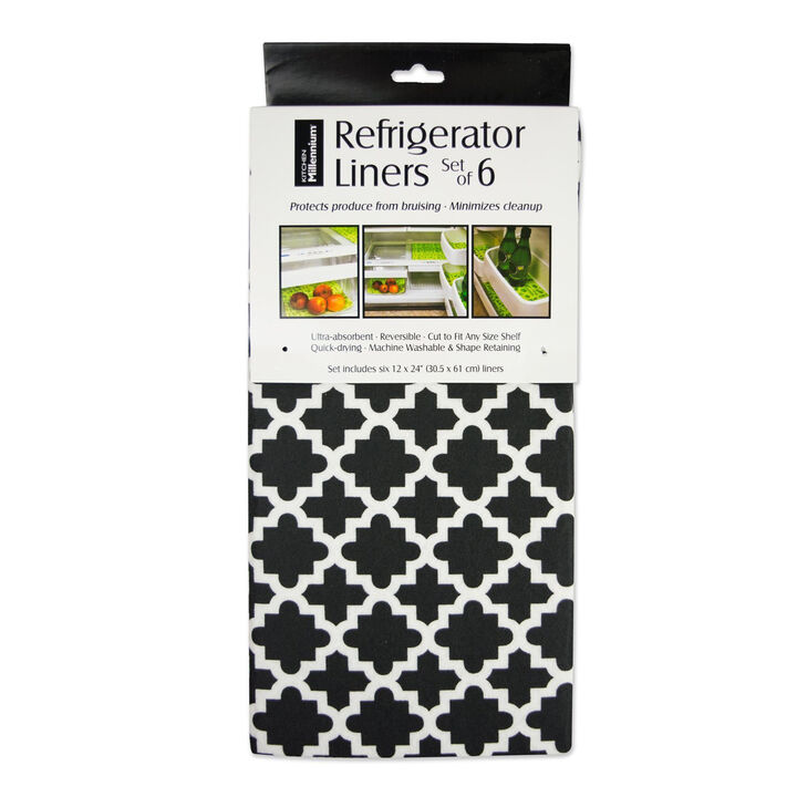 Set of 6 Black Refrigerator Liner Rolls 12" x 24"