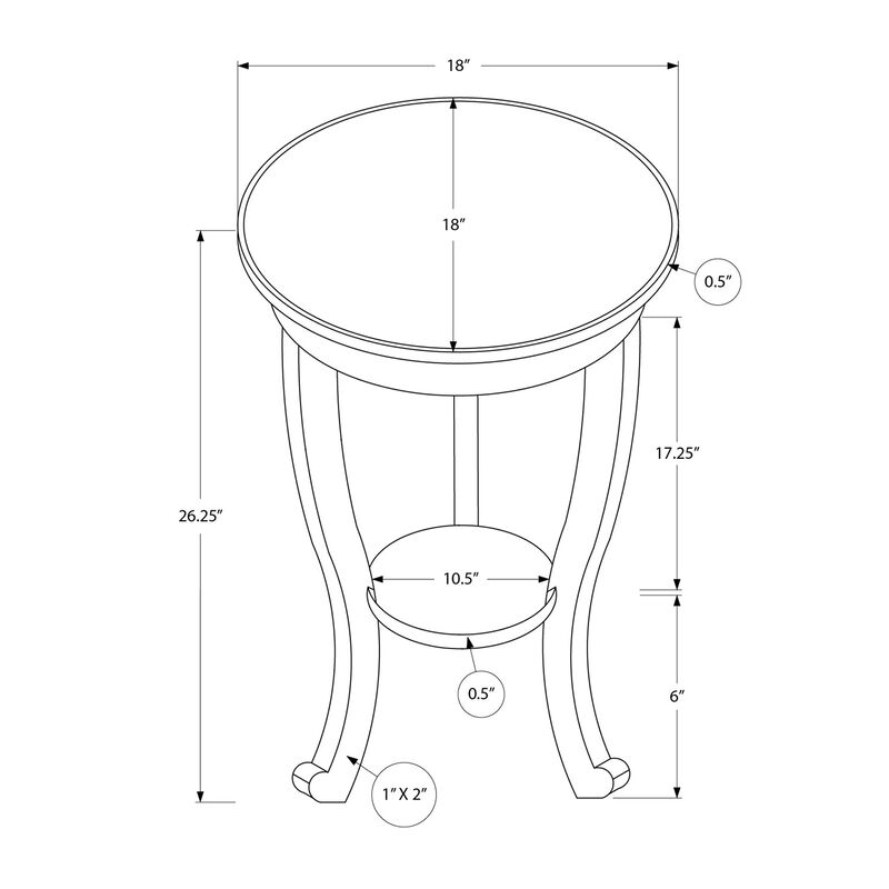 Monarch Specialties I 3974 - Accent Table, 2 Tier, Bedroom, End, Lamp, Nightstand, Round, Side Table, Brown Veneer, Traditional