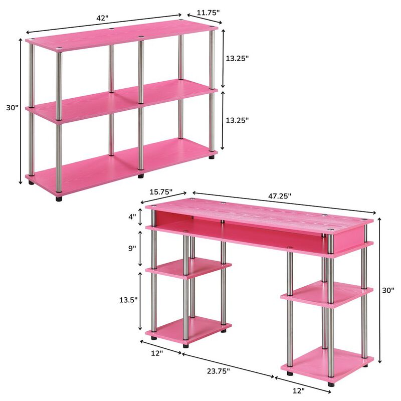 Convenience Concepts Designs2Go No Tools Desk and Console Table Set