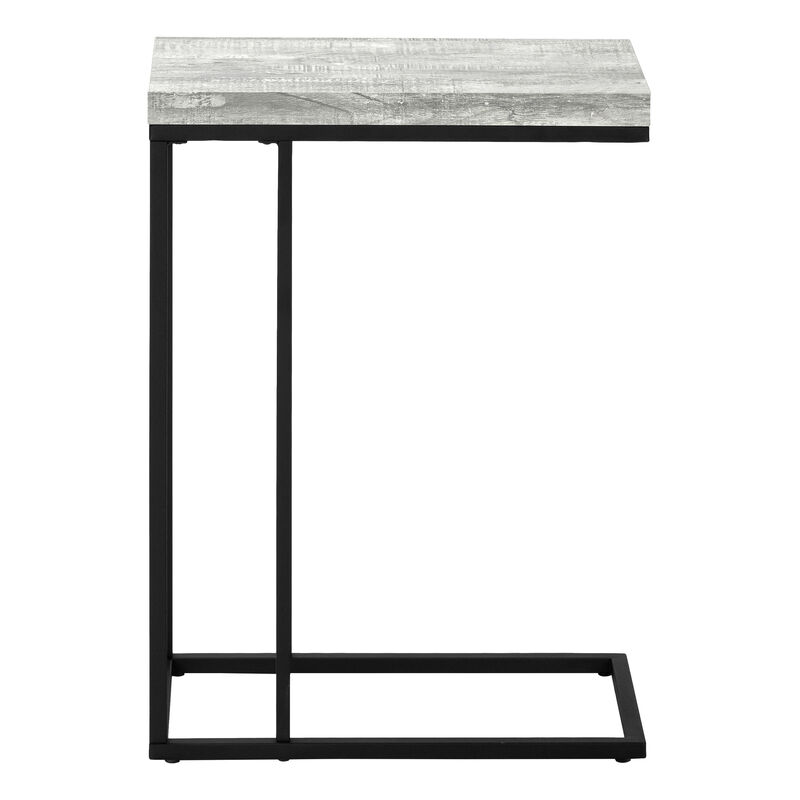 Monarch Specialties I 3404 Accent Table, C-shaped, End, Side, Snack, Living Room, Bedroom, Metal, Laminate, Grey, Black, Contemporary, Modern