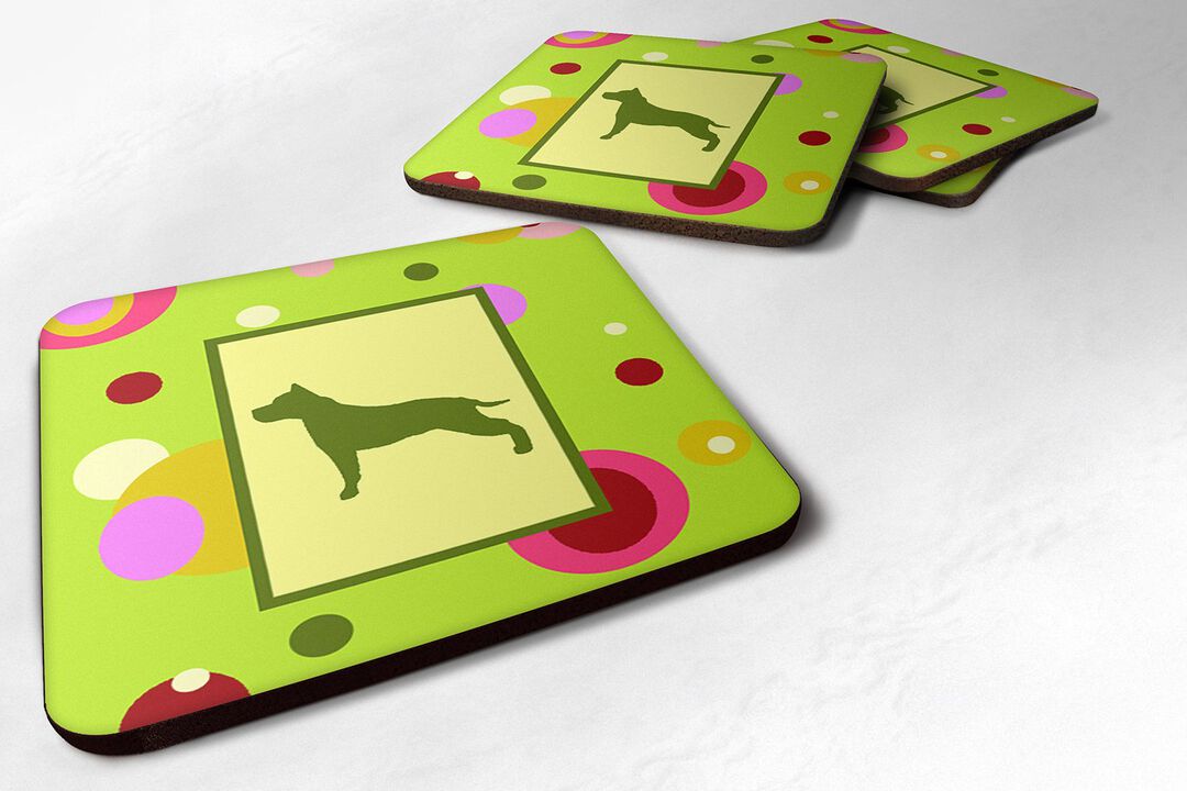 Caroline's Treasures CK1007FC Staffie Foam Coasters (Set of 4), 3.5 H x 3.5 W, Multicolor