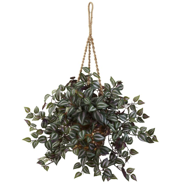 Nearly Natural 20-in Wandering Jew Hanging Basket