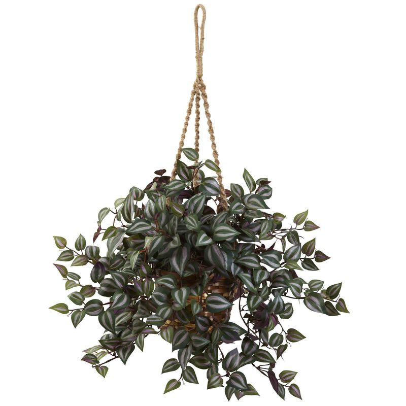 Nearly Natural 20-in Wandering Jew Hanging Basket