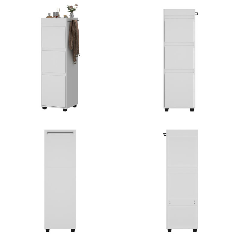 FUFU&GAGA Modern White Wardrobe with 2 Drawers and 1 Cabinet, Adjustable Shelf, Black Rubber Feet (15.7" W x 15.7" D x 50.8" H), White Melamine Finish