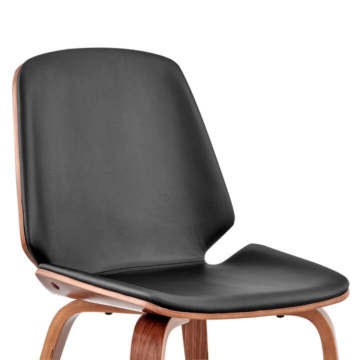 Leatherette Dining Chair with Slightly Curved Seat, Black-Benzara