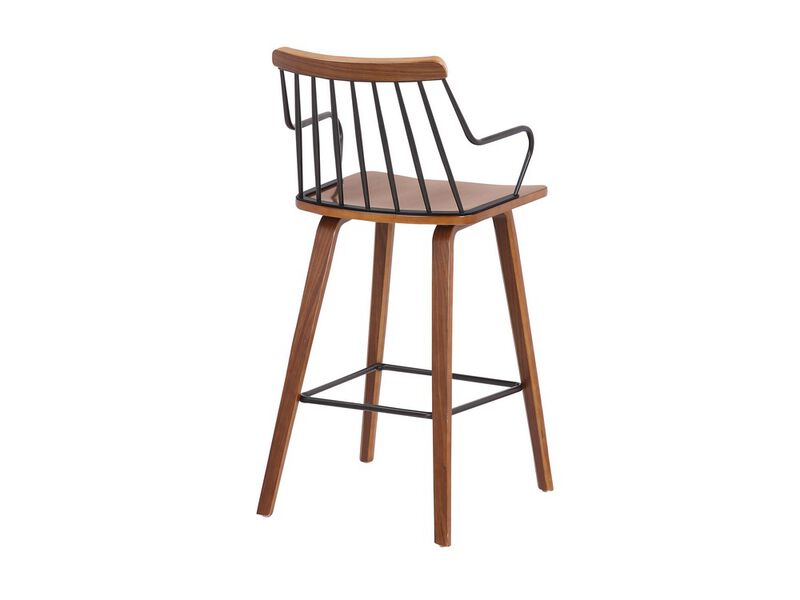 26 Inches Counter Height Barstool with Spindle Back, Brown and Black - Benzara