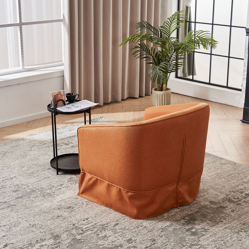 Swivel Barrel Chair Set with Ottoman and Metal Base