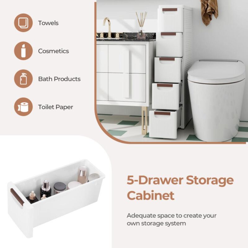Hivvago 3/4/5/6-Drawer Rolling Organizer Unit Narrow Storage Cabinet with Built-In Wheels for Small Space