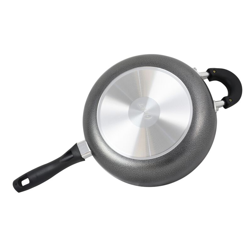 Oster Clairborne 10.25 Inch Aluminum Saute Pan with Lid in Charcoal Grey