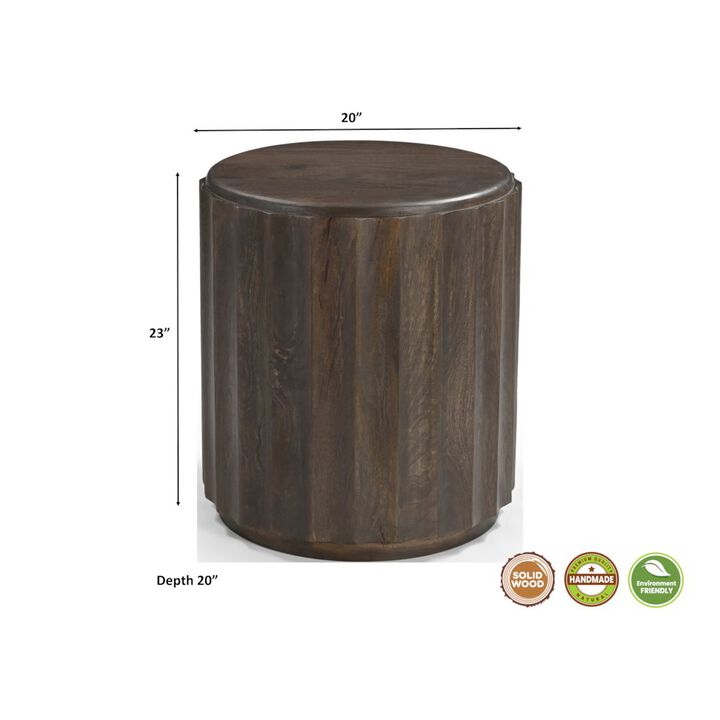 Taran Designs Lennox Round Solid Wood End Table