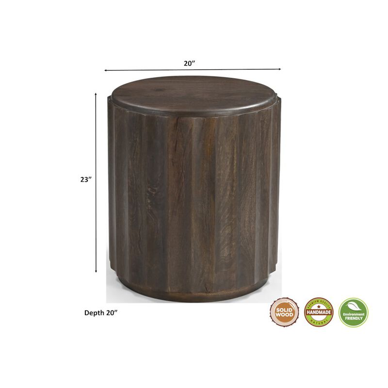 Taran Designs Lennox Round Solid Wood End Table