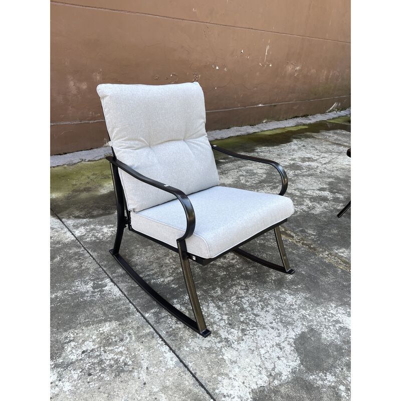 Rocker S Chair And Teapoy Offwhite