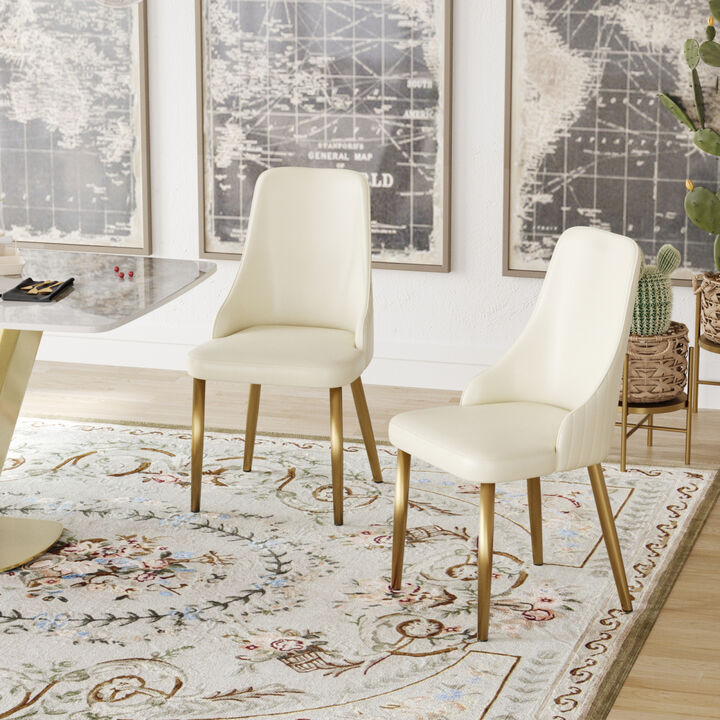 Spongefilled dining chair, wood/metal legs(Set of 2)